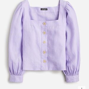 NWT Jcrew Linen Squareneck button up blouse XS